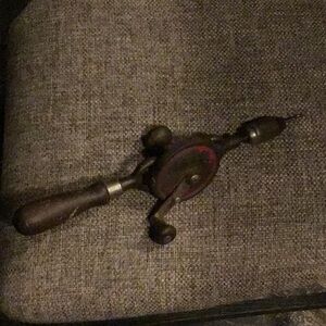 Vintage Hand Drill with Wooden Handle